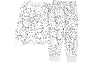GENERIC Kids DIY Hand Painted Colorable Tops and Pants Set Boys Girls Funny Cartoon Coloring T-Shirts and Pants 2 Piece Sets