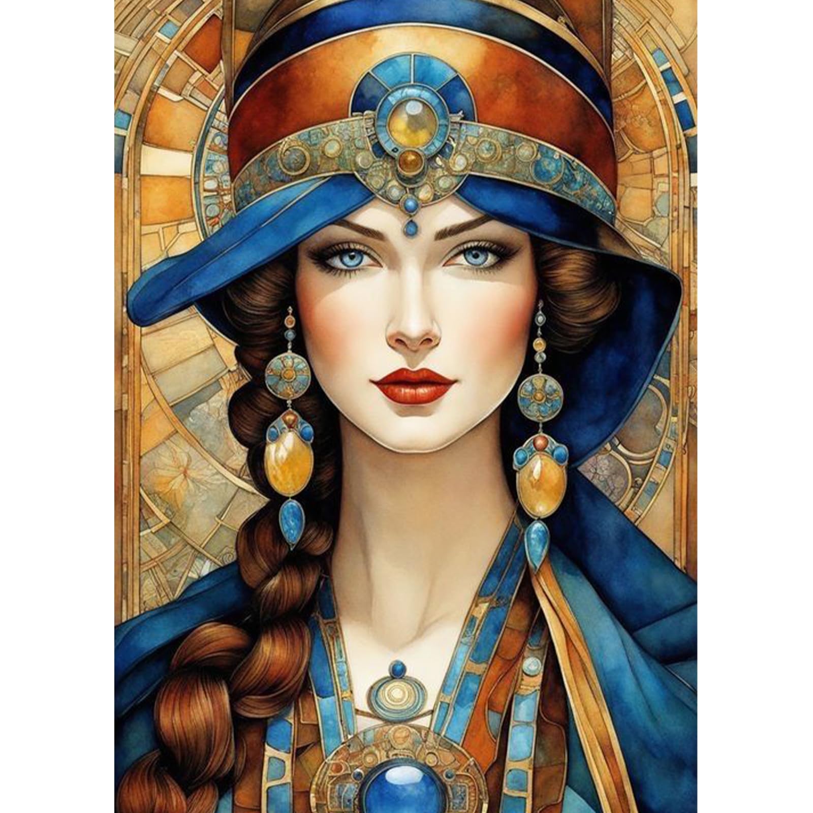 QENSPE 5D Diamond Painting Vintage Lady Diamond Art Kits for Adults, Round Full Drill Vintage Diamond Painting Kit with Tools for Beginner, DIY Gems Art Craft for Home Wall Decor 12x16 inch โ image 1