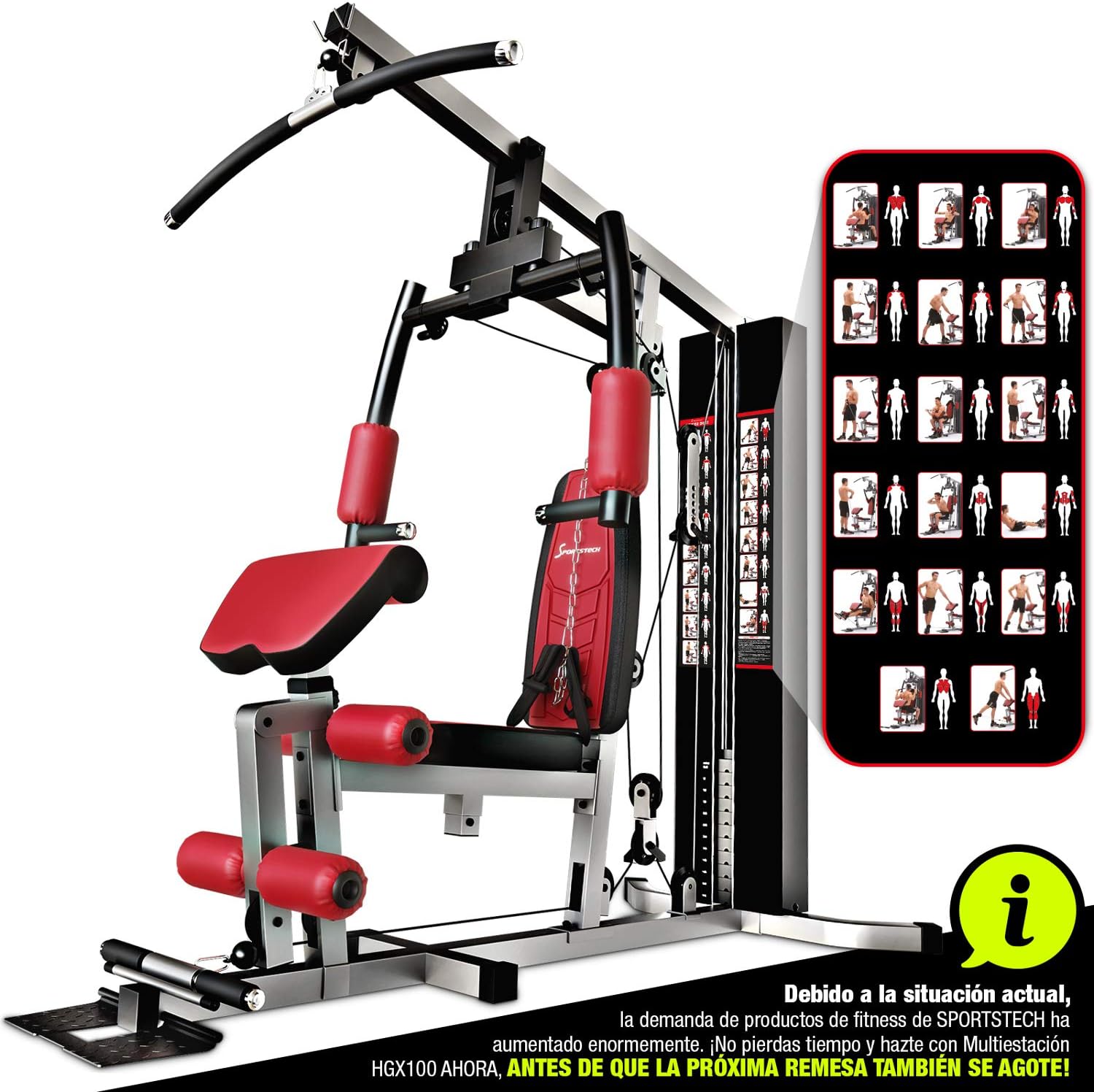 Sportstech HGX100 Multiestación musculación Premium 45en1 Sirve ...