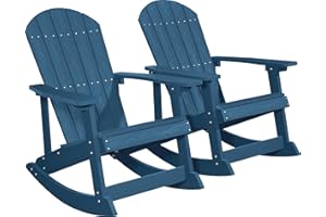YEFU Outdoor Rocking Chair Set of 2,Adirondack Rocking Chair,Patio Rocker Chair with Wide Back,Oversized Rocker Chair Look Like Real Wood, for Lawn, Porch, Backyard, Indoor and Garden(Navy Blue)