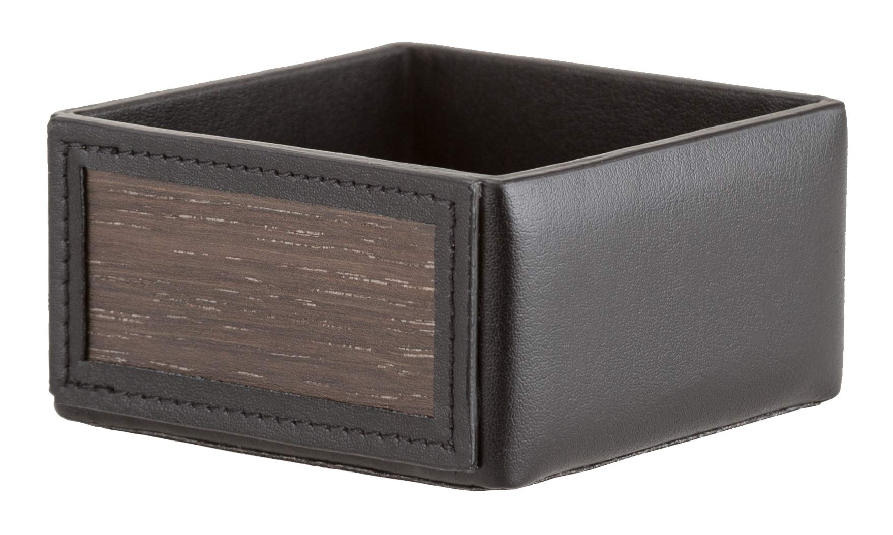 Sebastian Sturm Ryan Paper Clip Dispenser Real Wood and Leather Paper Clip Holder Staples 8 cm x 4 cm x 8 cm Black Leather/Wood Smoked Oak