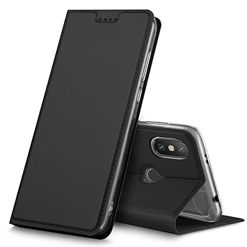 GeeMai Xiaomi Redmi S2 Hülle, Premium Xiaomi Redmi S2 Leder Hülle Flip Case Tasche Cover Hüllen mit Magnetverschluss [Standfunktion] Schutzhülle handyhüllen für Xiaomi Redmi S2 Smartphone, Schwarz