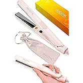 ANGENIL Ultra Mini Flat Iron for Short Hair, Dual Voltage Mini Hair Straightener, Small Flat Iron 0.7 Inch, Travel Size Anti Scalding Silicone Hair Straightener, Suitable for Short Hair, Bangs, Fine