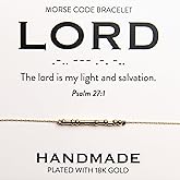 Christian 18K Gold Morse Code Bracelet for Her | Minimalist Bible Verse Jewelry for Women | Ladies Religious Dainty Gold Beaded Jewellery with Inspirational Words of Encouragement | Encouragement Catholic Gift for Mom, Daughter, Wife, Friend, Sister