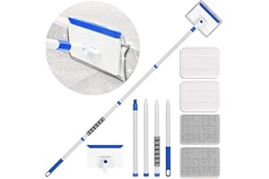 LIYFUHY Baseboard Cleaner Tool with Handle, Wall Cleaner with Extendable Long Handle ,Door Frame Cleaning Tool Including 4 Reusable Cleaning Pads. Quick Clean Baseboard Cleaning, Ceiling and Wall.