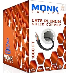 MONK CABLES | CAT6 Plenum Cable 1000ft | 100% Pure
