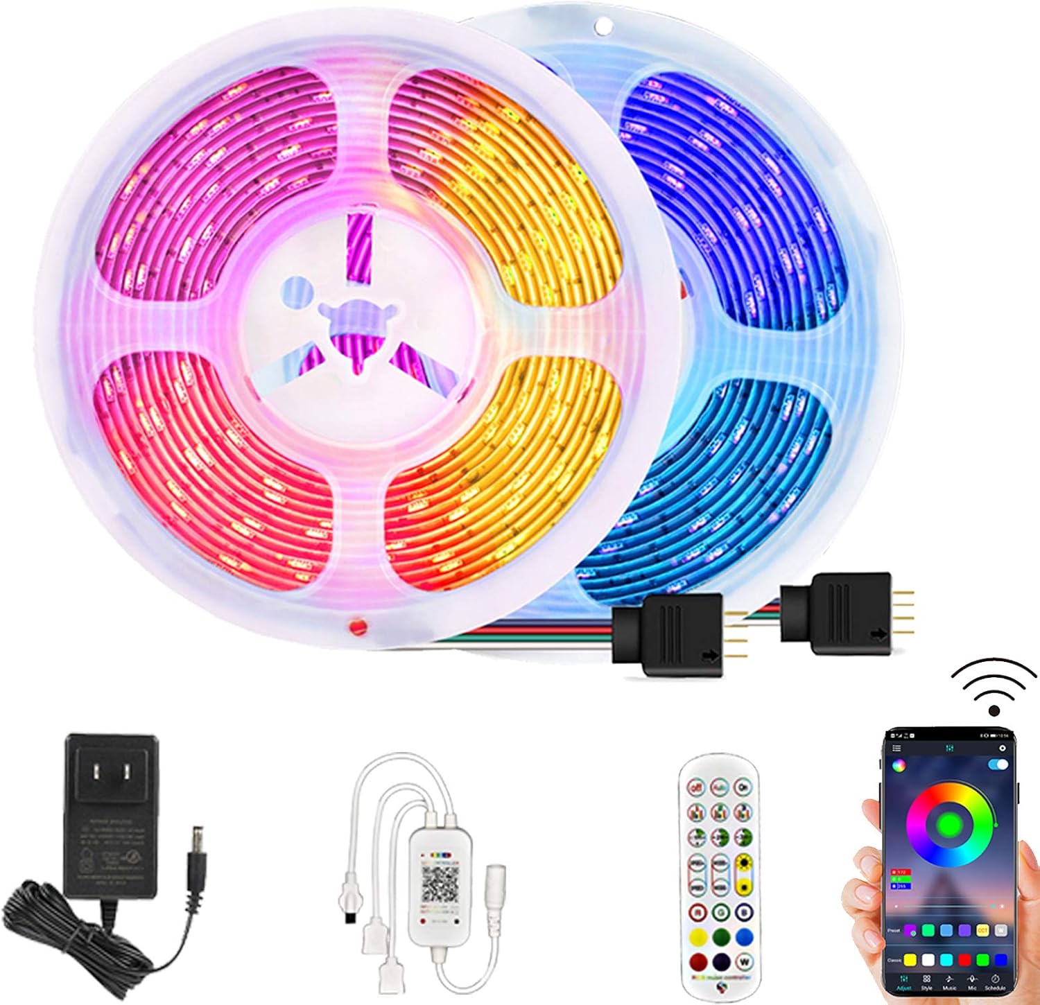JOYLIT Bluetooth LED Strip Lights Music Sync 32.8ft, APP Controled RGB