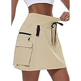 MIVEI Women's Hiking Cargo Skort Skirt High Waisted Golf Dressy Casual Khaki