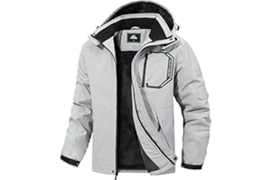 MAOYSSEN Men's Ski Jacket with Hooded Snowboarding Waterproof Fleece Lining Jacket Winter Coat Multi Pockets