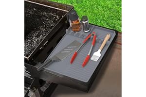 ORYCOOL Blackstone Griddle Accessories, Silicone Mat for Blackstone Griddle, Silicone Griddle Mat with Drip Pad, Grill BBQ Caddy Utensils Holder for Kitchen, Cooking & Countertop(Grey)