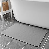 Earcu Diatomaceous Earth Bath Mat - 24x17 Quick Dry Absorbent Non Slip Thin Bathroom Rug, Grey