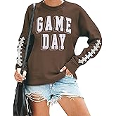 Women Game Day Sweatshirt Football Fan Game Day Shirt Letter Print Long Sleeve Casual Top