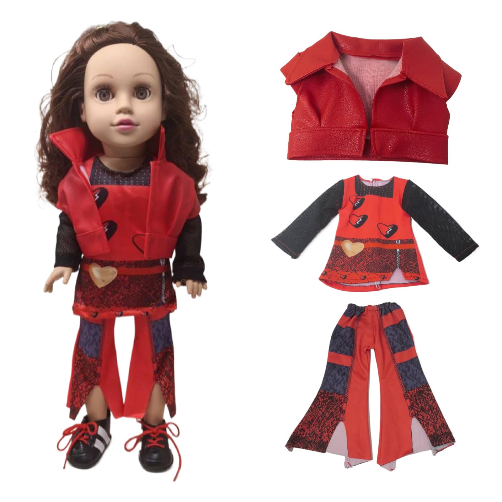 Photo 1 of 18 inch Doll Clothes Accessories, 3pcs Including Top?Vest?Pants of Red Style Fits All 18-inch Dolls Across Brands