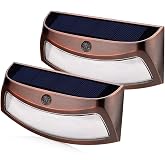 Solar Step Lights Outdoor, Motion Sensor Lights, Copper Outdoor Step Lights | Waterproof LED Solar Light for Stair, Patio, Yard, Fence, Walkways, Outside Wall (2 Pack, Warm White)