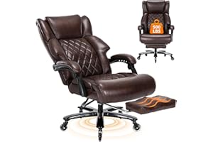ZSQN 500 LBS Big and Tall Office Chair with Foot Rest High Back Recline Ergonomic Chair for Heavy People, Executive Office Chair Comfortable for Home Office, Large Computer Desk Chair Brown