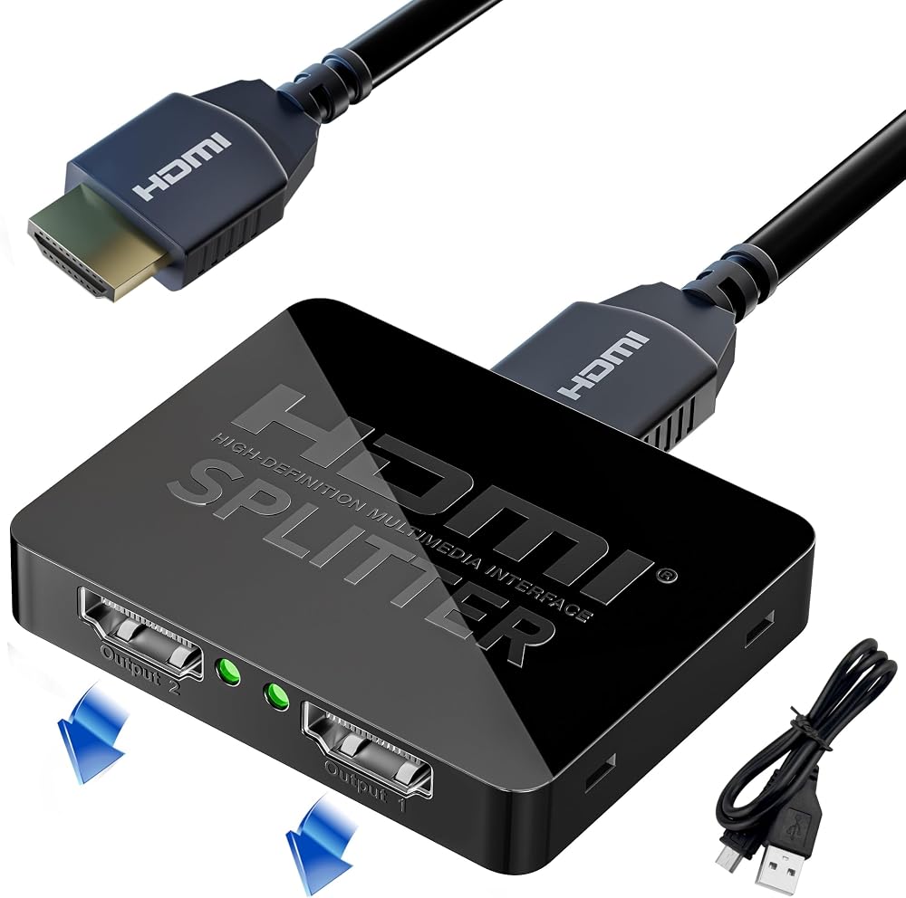 GLOBAL TECH HDMI Splitter 1 in 2 Out 4K Mirror Only Dual Display