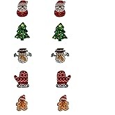 10PCS Mini Christmas Hair Claw Clips for Women-Christmas Tree and Gloves Gingerbread Snowman Stanta Claus Hair Accessories Cute Party Gifts for Girls