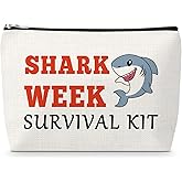 Sfodiary Shark Gifts for Women Makeup Bag Animal Lover Gifts for Friends Sister Daughter Ocean Shark Themed Cosmetic Bag Funny Christmas Birthday Graduation Present for Her Zipper Travel Pouch