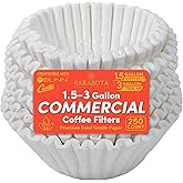 Commercial Coffee Filters, 13 x 5 Brew Basket Size, 12.5 x 4.5 Filter Paper, Fits BUNN, Fetco &amp; Curtis 1.5-3 Gallon Brewers, Tall Wall No Overflow, 250 Count