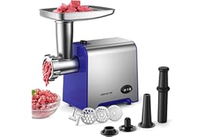 KEENSTAR Electric Meat Grinder, Sausage Stuffer Maker 450W Food Grinder with Blade & 3 Plates, Sausage Stuffer Tubes & Kubbe 