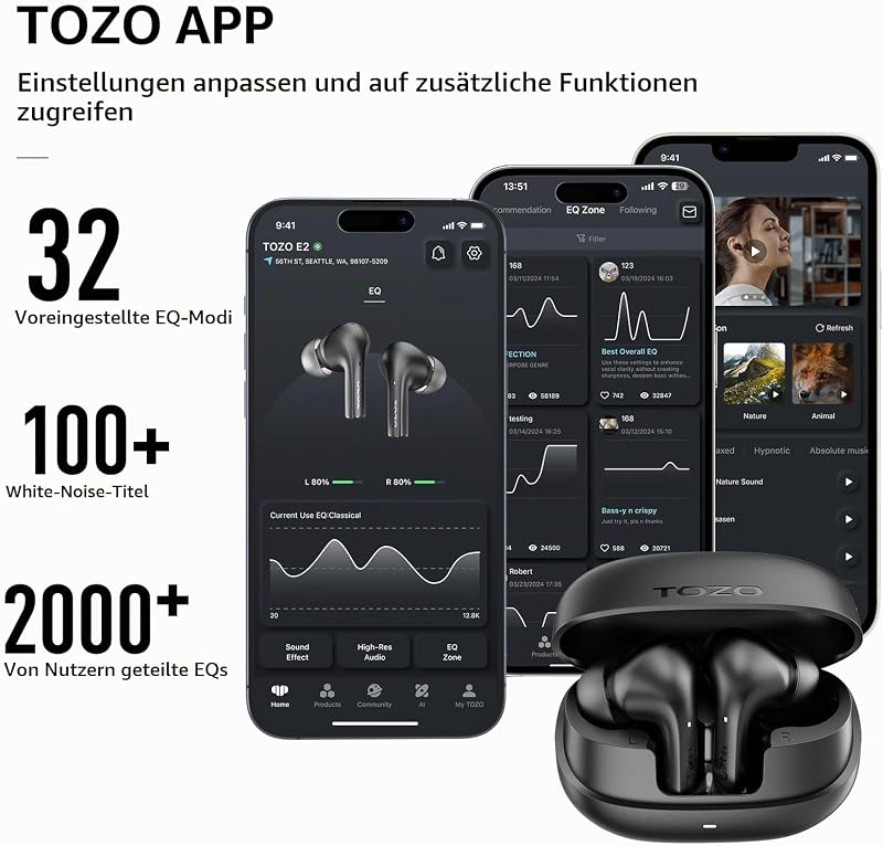 E2 Kabellose Bluetooth In-Ear Kopfhörer mit Tiefer Bass IOS & Android