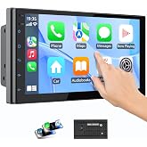 Haudio Double Din Car Radio with Wireless CarPlay &amp; Android Auto, 7" HD Touchscreen Car Stereo with Mirror Link, Backup Camera, GPS Navigation, Bluetooth, Voice Control (2+32G, No Backup Camera)
