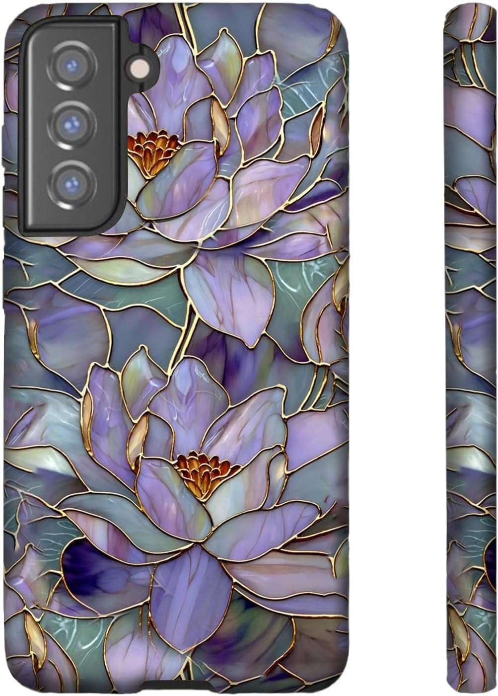 for Samsung Galaxy 26,Purple Lotus Floral Dual-Layer Hard Shell+Silicone Cover-Shockproof Protective Phone Case for Women Girls- Vibrant Defined Blossoms