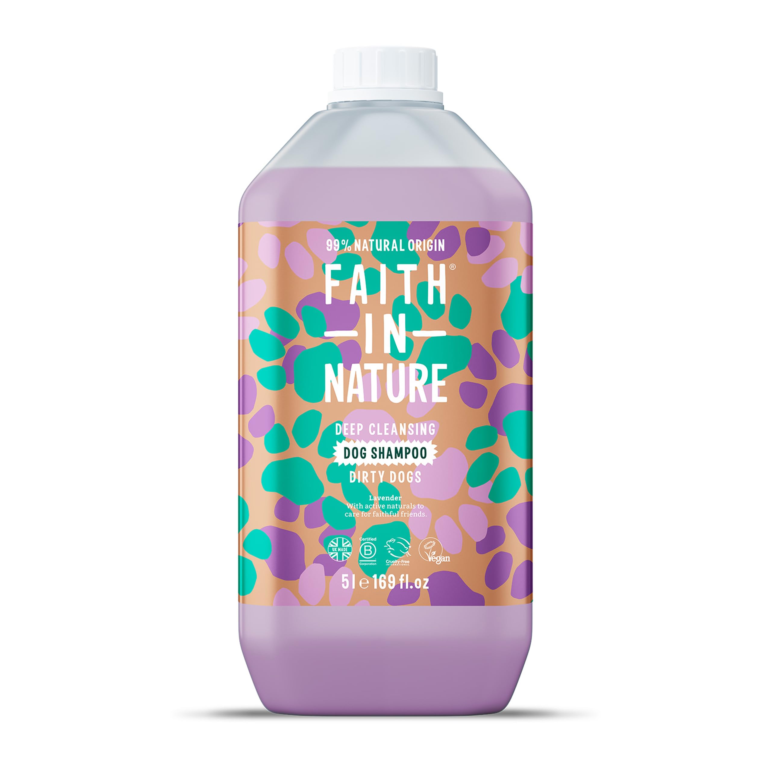 Faith In Nature Natural Lavender Dog Shampoo, Vegan & Cruelty Free, No SLS,Silicones or Parabens, Deep Cleansing, For Dirty Dogs, 5L Refill Pack