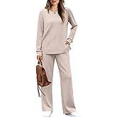 WIHOLL Women's 2 Piece Lounge Sets Sweatshirt Casual Travel Outfits Fashion Wide Leg Tracksuit Cozy Sweatsuits