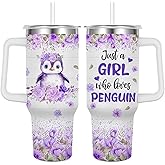 Jiaazerd Penguin Tumbler, 40 oz Insulated Water Bottle With Handle Straw Lid for Penguin Lovers (Color 3)