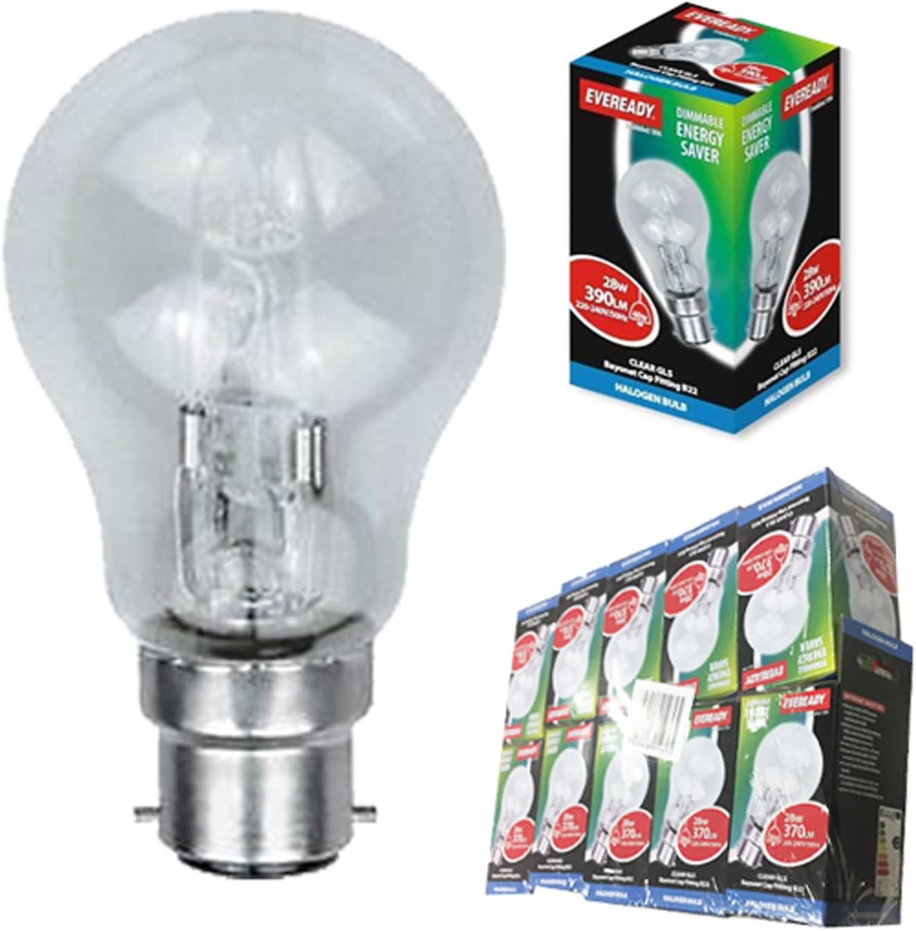 x10 28w = 40W GLS B22d, B22, BC Dimmable Halogen Energy Saver 28w = 40w Light Bulbs 220240v