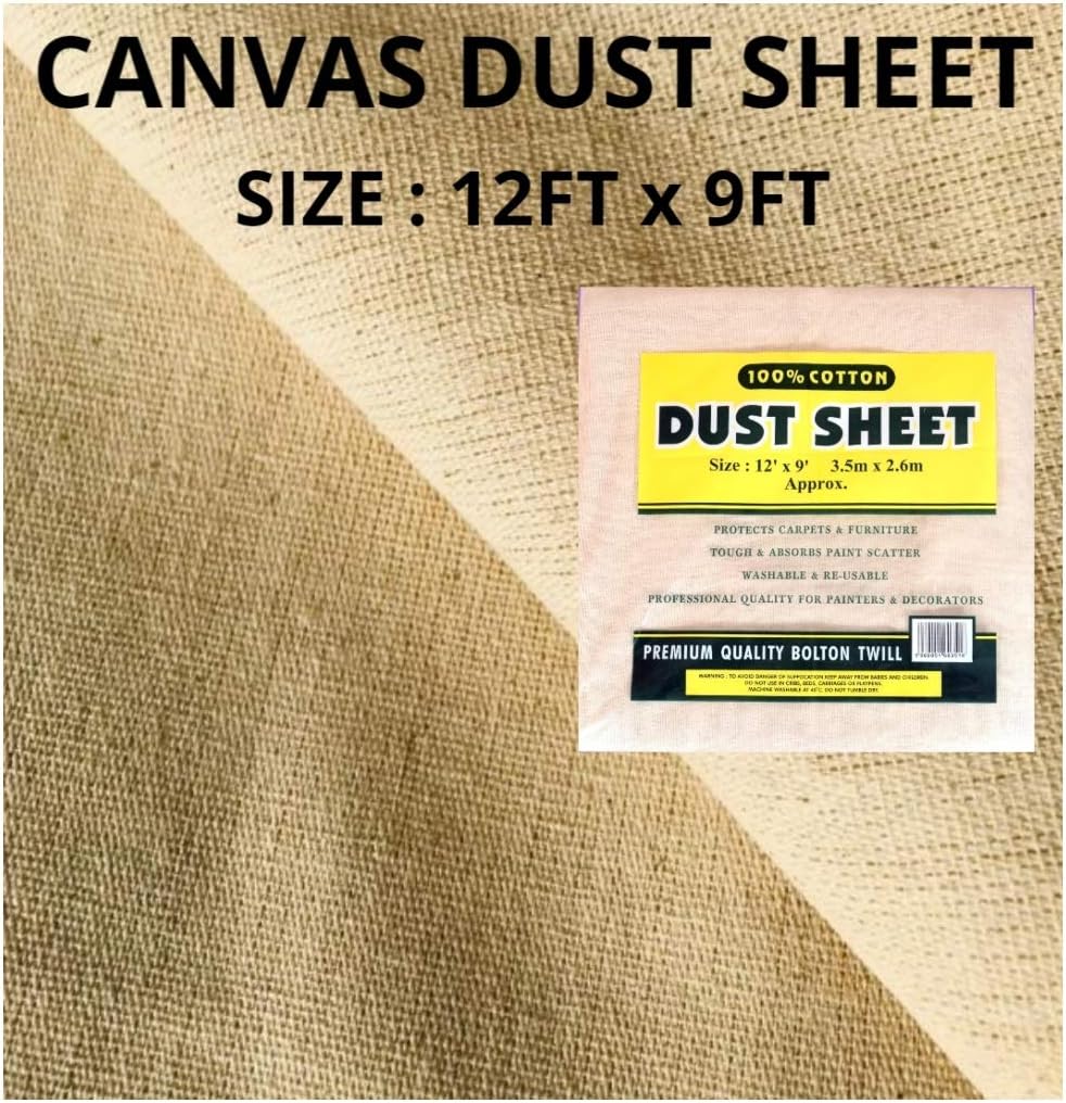 DUST Sheet Heavy Duty Cotton. Size 12FT x 9FT.