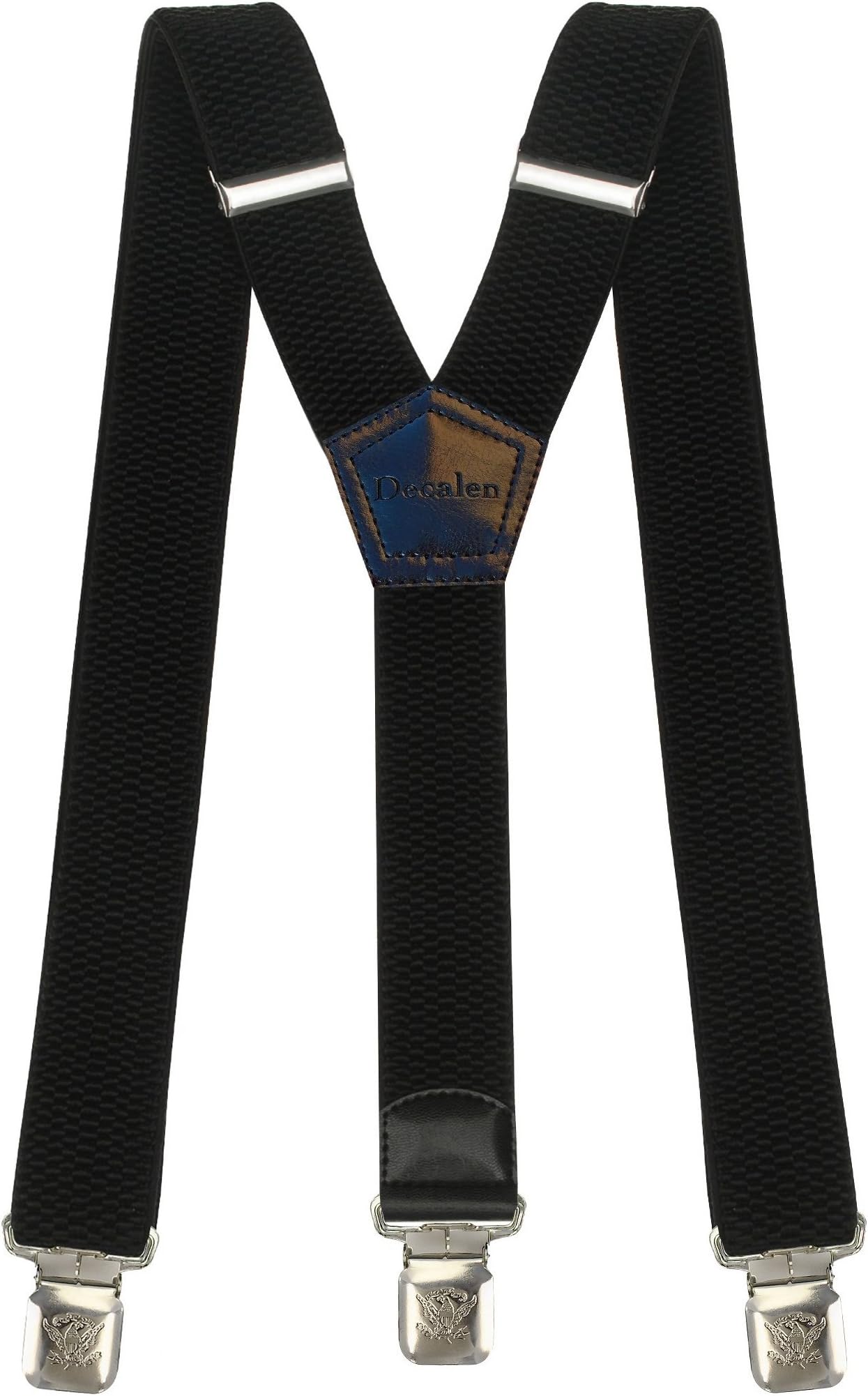 Decalen Mens Suspenders Wide Adjustable and Elastic Braces Y Shape with Very Strong Clips Heavy Duty