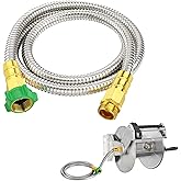 Short Garden Hose with Male to Female Connector - 5ft Metal Leakproof Leader Hose for Reel, Heavy Duty 304 Stainless Steel Flexible Water Pipe for Outdoor Garden Watering Car Pet Cleaning