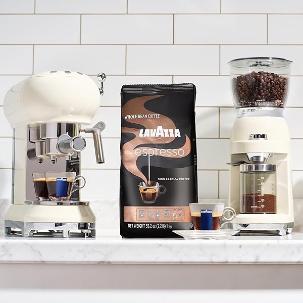 LAVAZZA ESPRESSO WHOLE BEAN COFFEE, MEDIUM ROAST, 100% ARABICA, 2.2 LB BAG