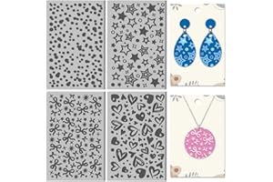 CHGCRAFT 4 Sheets Bowknot Clay Texture Mat Star Pattern Polymer Clay Texture Sheets DIY Tools for Pottery Earring Jewelry Making Stamp Engraving Machines, 3.9x2.6inch