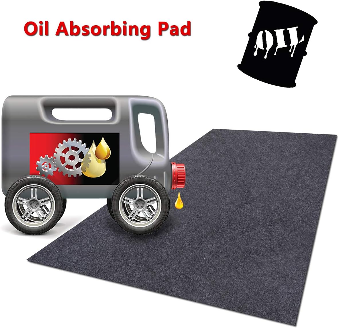 Meitola Cleanable Floor Oil Spill Mat, Oil Absorbing pad Durable Protective Surface Can be Used for car Oil Change (38in×36in): Automotive