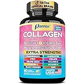 Collagen Peptides Types I, II, III, V &amp; X, Biotin &amp; Keratin, 90 Capsules | With Biotin, Keratin, Hyaluronic Acid, MSM, Zinc, Quercetin, Vitamins A, C, E, Magnesium &amp; Folic Acid