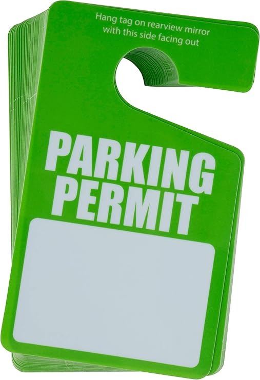 Parking Permit Hang Tag 50Pack Parking Passes, Rear View Mirror Hang