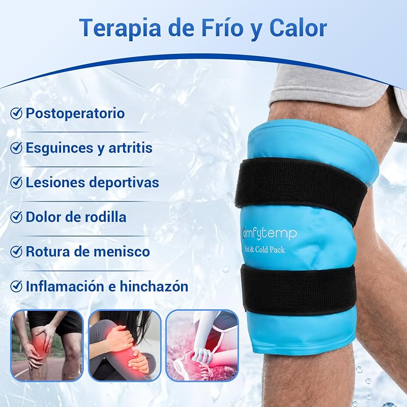 Bolsa de Hielo para Aliviar Dolor Rodilla, Terapia Frío/Caliente