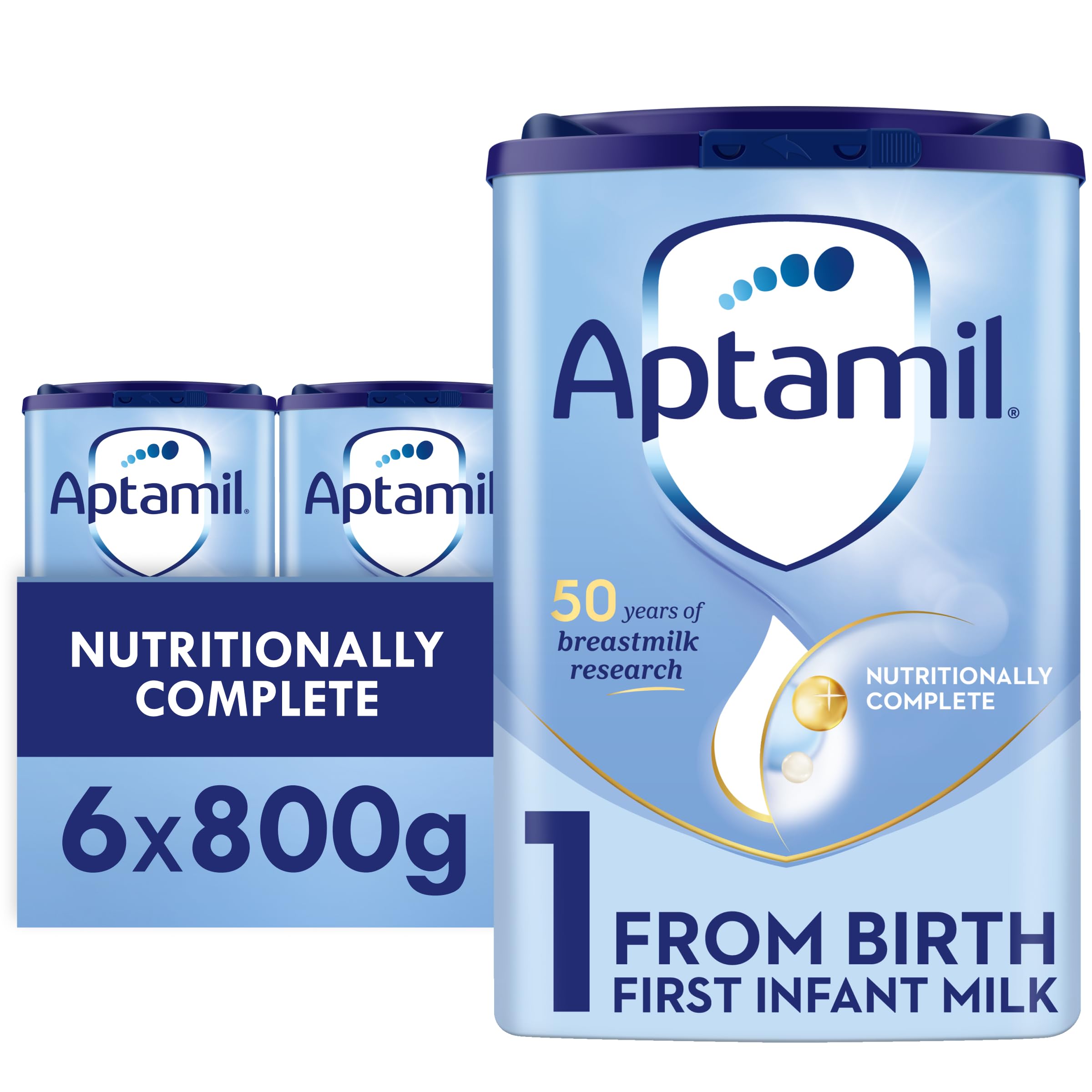 Aptamil 1 First Baby Milk Powder, From Birth, 800g (Pack of 6)