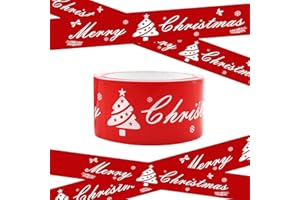 XWADJCD Christmas Flagging Tape 2'' x 164ft, Merry Christmas Decorations Tape Roll Christmas Tree Tape Indoor Outdoor Garden Christmas DIY Decorative Accessory (Red)