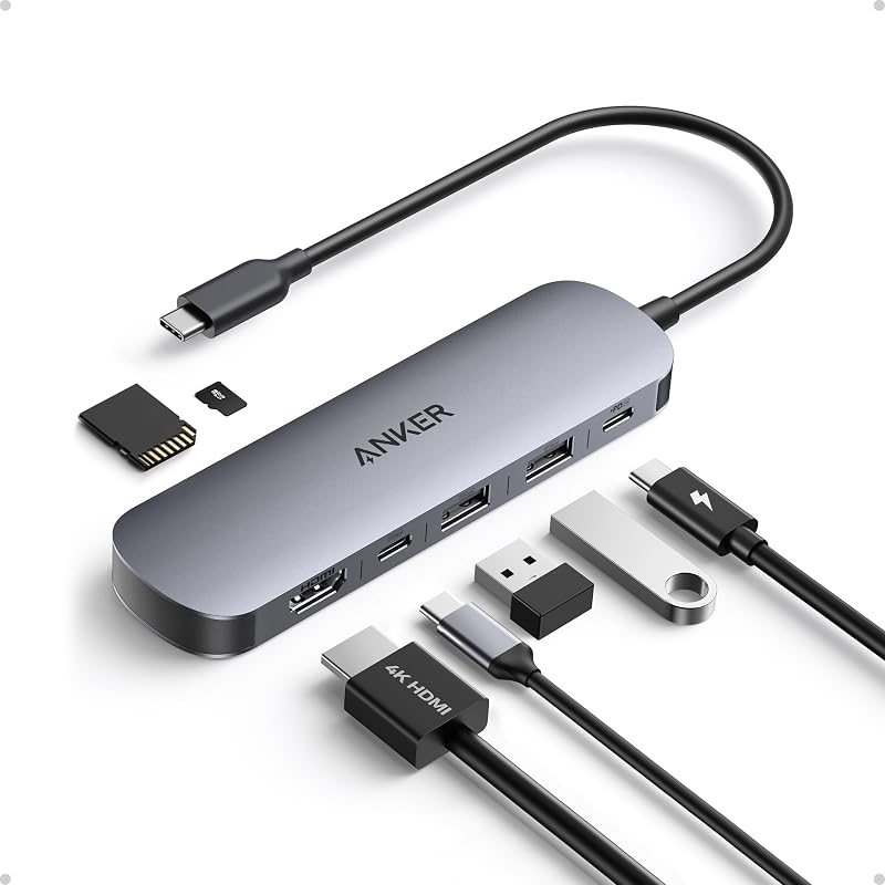 Hub USB C 7 en 1, HDMI 4K 60 Hz, 100 W, SD y TF