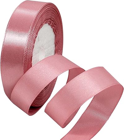 POPOYU 22m Dusty Pink Satin Ribbon 20mm Gift Wrapping Hair Bows