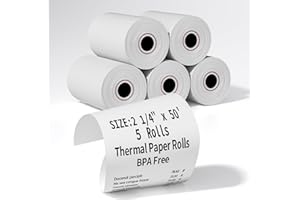 MULTILABEL (5 Rolls) 2 1/4" x 50' Thermal Receipt Paper Rolls, Cash Register POS Thermal Paper, Credit Card Roll Thermal 2 1/4 in x 50 ft.