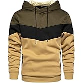 Gesean Men's Novelty Color Block Pullover Fleece Hoodie Long Sleeve Casual Sweatshirt with Pocket