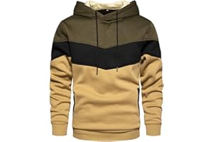 Gesean Men's Novelty Color Block Pullover Fleece Hoodie Long Sleeve Casual Sweatshirt with Pocket