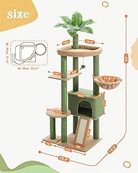 PEQULTI 53'' Cat Tree for Indoor Cats, Green Cat