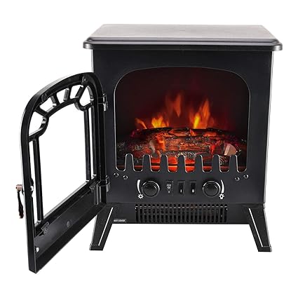 Garden Mile portátil 1.8kw Negro Estufa leña fuego eléctrico Estufa, de pie realista efecto