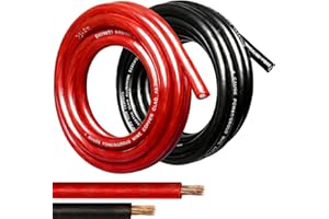 DLronwey 4 Gauge Wire,(10ft Each - Red/Black) 4 AWG Battery Cable, Copper Clad Aluminum CCA Welding Cable for Car Audio,Batte
